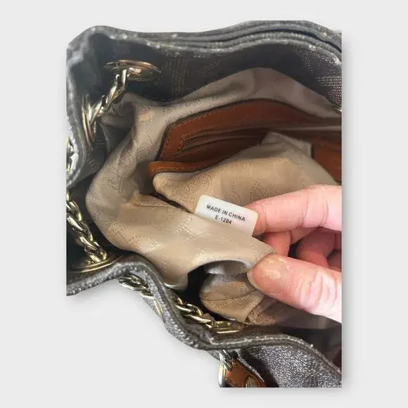 Vintage MICHAEL Michael Kors Brown Signature Leather Jet Set Chain Hobo Bag - Picture 4 of 16